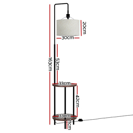 Artiss Floor Lamp 2 Tier Shelf Storage LED Light Stand Home Room Adjustable Head 2
