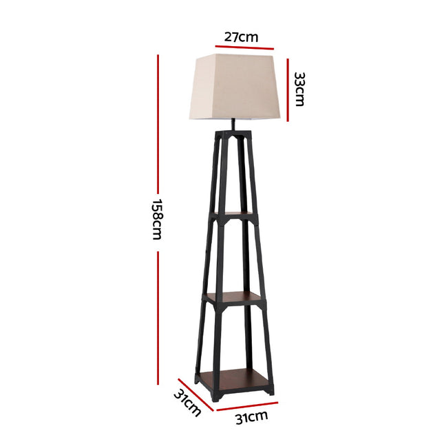 Artiss Floor Lamp 3 Tier Shelf Storage LED Light Stand Home Room Vintage White 2
