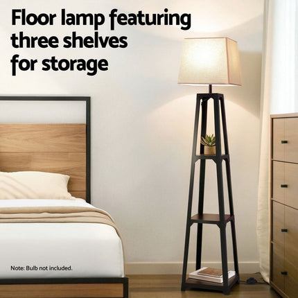 Artiss Floor Lamp 3 Tier Shelf Storage LED Light Stand Home Room Vintage White 4