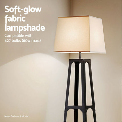 Artiss Floor Lamp 3 Tier Shelf Storage LED Light Stand Home Room Vintage White 5