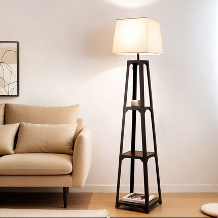 Artiss Floor Lamp 3 Tier Shelf Storage LED Light Stand Home Room Vintage White 7