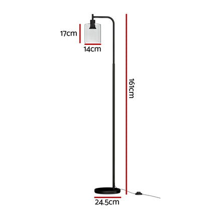Artiss Floor Lamp Light Stand Modern Home Living Room Office Reading Glass Shade Black 2