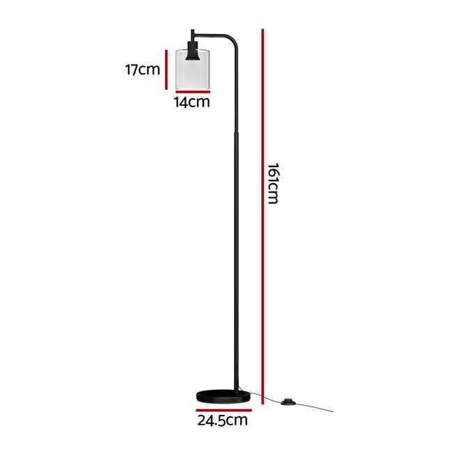 Artiss Floor Lamp Light Stand Modern Home Living Room Office Reading Glass Shade Black 2