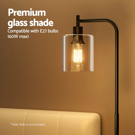 Artiss Floor Lamp Light Stand Modern Home Living Room Office Reading Glass Shade Black 5