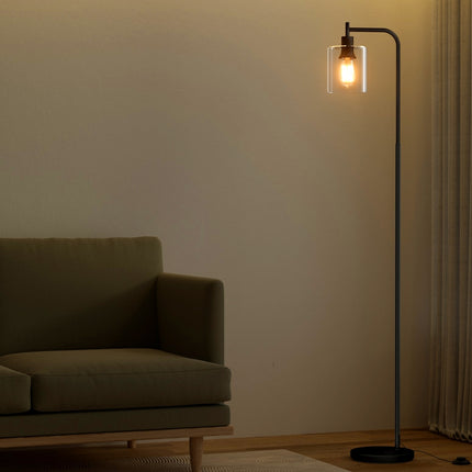 Artiss Floor Lamp Light Stand Modern Home Living Room Office Reading Glass Shade Black 7
