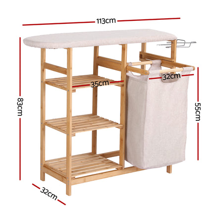 Artiss Laundry Basket Hamper with Ironing Board Bamboo 3