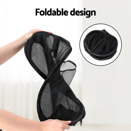 Artiss 2X Laundry Basket Hamper Foldable Black 6