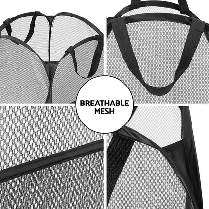 Artiss 2X Laundry Basket Hamper Foldable Black 7