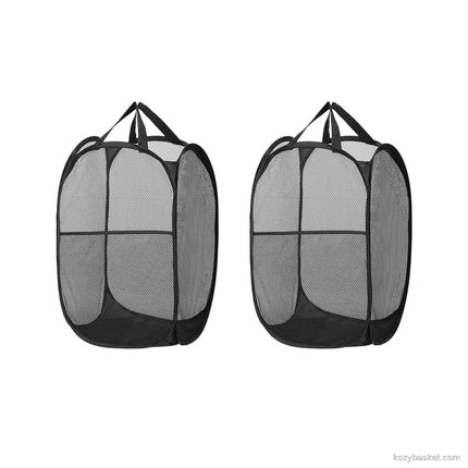 Artiss 2X Laundry Basket Hamper Foldable Black