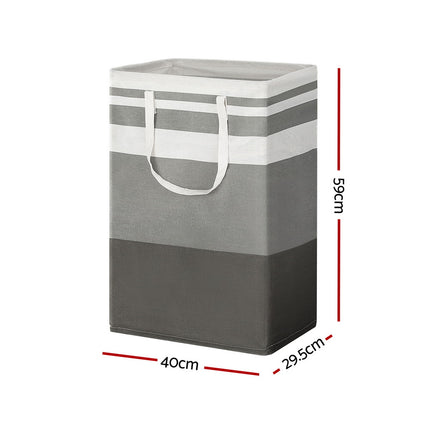 Artiss 2X Laundry Basket Hamper Foldable White Grey 2