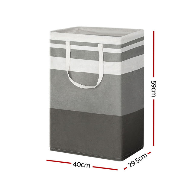 Artiss 2X Laundry Basket Hamper Foldable White Grey 2