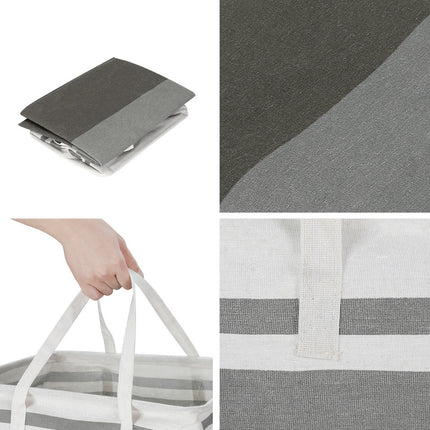 Artiss 2X Laundry Basket Hamper Foldable White Grey 4