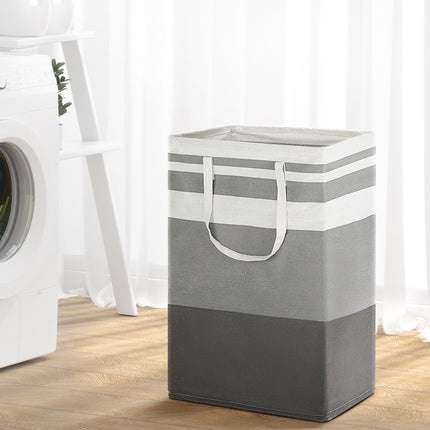 Artiss 2X Laundry Basket Hamper Foldable White Grey 5