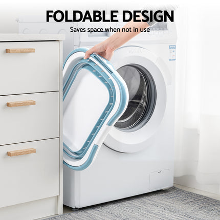 Artiss Laundry Basket Hamper Large Foldable Washing Clothes Storage Organiser Blue 6