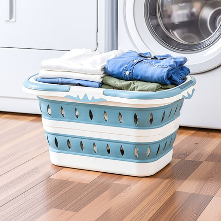 Artiss Laundry Basket Hamper Large Foldable Washing Clothes Storage Organiser Blue 9