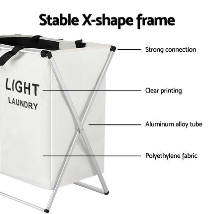 Artiss Laundry Basket Hamper Large Foldable Washing Clothes Storage 2 Sections 6