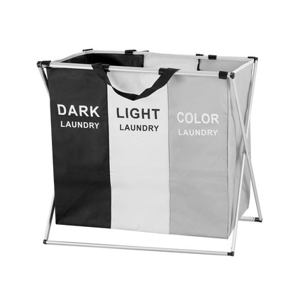 Artiss Laundry Basket Hamper Large Foldable Washing Clothes Storage 3 Sections 3