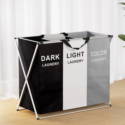 Artiss Laundry Basket Hamper Large Foldable Washing Clothes Storage 3 Sections 7