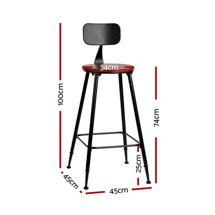 Artiss 2x Bar Stools Vintage Metal Chairs 2
