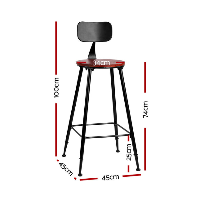 Artiss 2x Bar Stools Vintage Metal Chairs 2