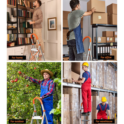Giantz 3 Step Ladder Multi-Purpose Folding Aluminium Light Weight Non Slip Platform 6