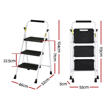 Giantz 3 Step Ladder Multi-Purpose Folding Steel Light Weight Platform 2