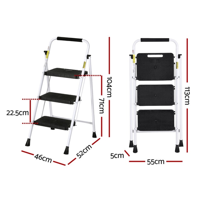 Giantz 3 Step Ladder Multi-Purpose Folding Steel Light Weight Platform 2
