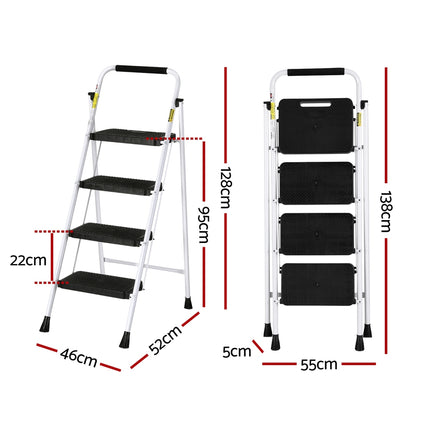 Giantz 4 Step Ladder Multi-Purpose Folding Steel Light Weight Platform 2