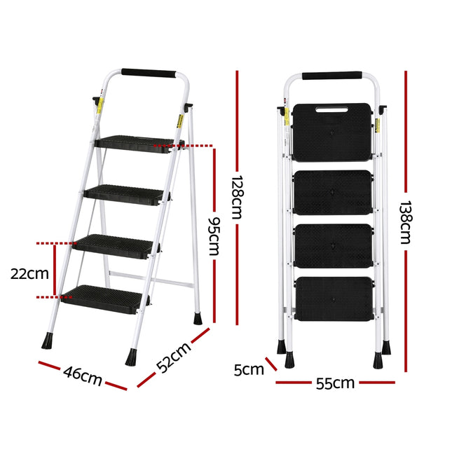Giantz 4 Step Ladder Multi-Purpose Folding Steel Light Weight Platform 2