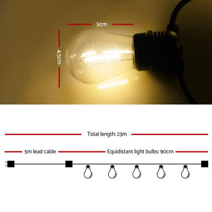 23m LED Festoon String Lights Christmas Decorations Wedding Party Outdoor Garden 2