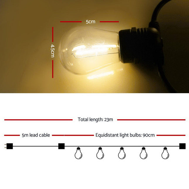 23m LED Festoon String Lights Christmas Decorations Wedding Party Outdoor Garden 2