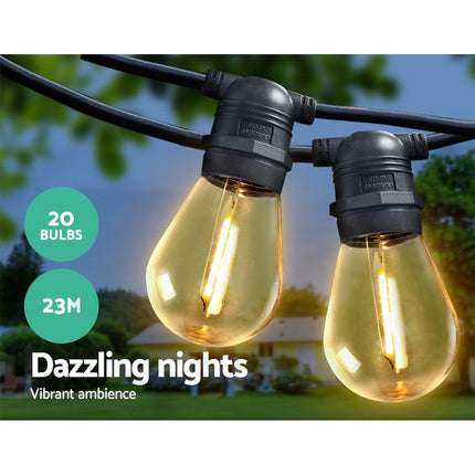 23m LED Festoon String Lights Christmas Decorations Wedding Party Outdoor Garden 3