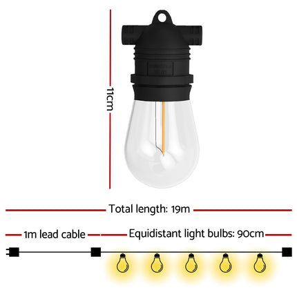 19m Festoon Lights Christmas Fairy String Lights Outdoor Party Garden Decor 2