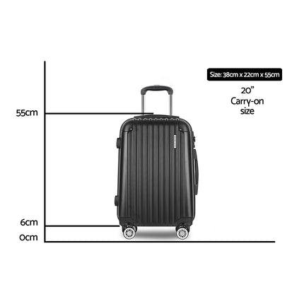 Wanderlite 20 Inch Luggage with Zipper Lock Carry On Hard Shell Travel Suitcase Luggage Case Black 2