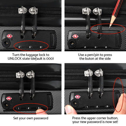 Wanderlite 20 Inch Luggage with Zipper Lock Carry On Hard Shell Travel Suitcase Luggage Case Black 7