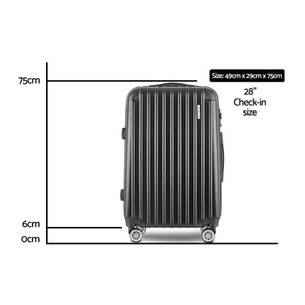 Wanderlite 28 Inch Luggage with TSA Lock Spinner Carry On Hard Shell Travel Suitcase Luggage Case Black 2