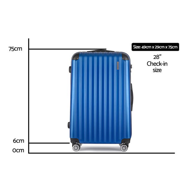 Wanderlite 28 Inch Luggage with TSA Lock Spinner Carry On Hard Shell Travel Suitcase Luggage Case Blue 2