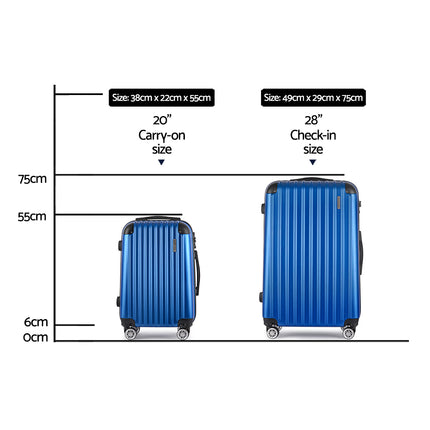 Wanderlite 20-28 Inch Luggage 2Set with TSA Lock Spinner Carry On Hard Shell Travel Suitcase Luggage Case Blue 2
