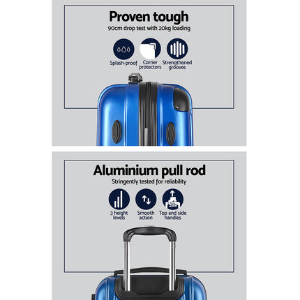Wanderlite 20-28 Inch Luggage 2Set with TSA Lock Spinner Carry On Hard Shell Travel Suitcase Luggage Case Blue 4