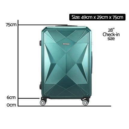 Wanderlite 28-inch Luggage Set with TSA Lock�ABS Hard Shell Travel Suitcase Organiser Luggage Case Atrovirens 2