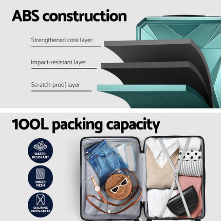 Wanderlite 28-inch Luggage Set with TSA Lock�ABS Hard Shell Travel Suitcase Organiser Luggage Case Atrovirens 5