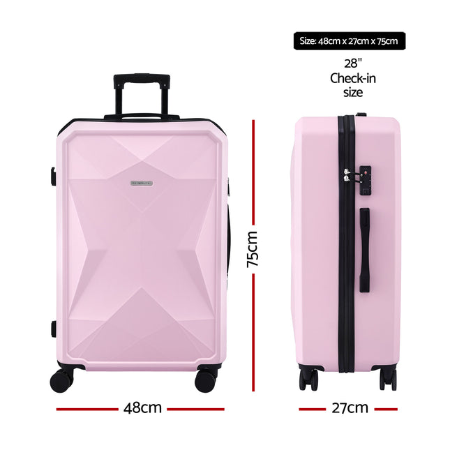 Wanderlite 28" Luggage Suitcase Trolley Travel Lightweight TSA Hardshell Pink 2