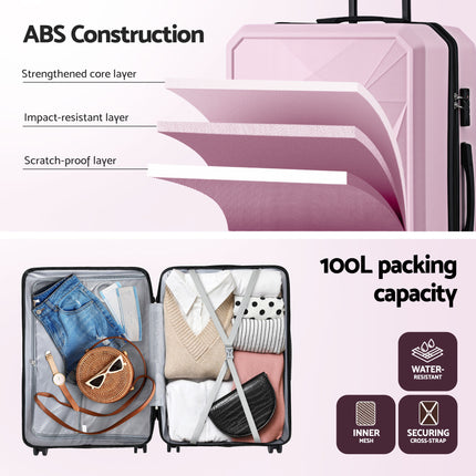 Wanderlite 28" Luggage Suitcase Trolley Travel Lightweight TSA Hardshell Pink 4