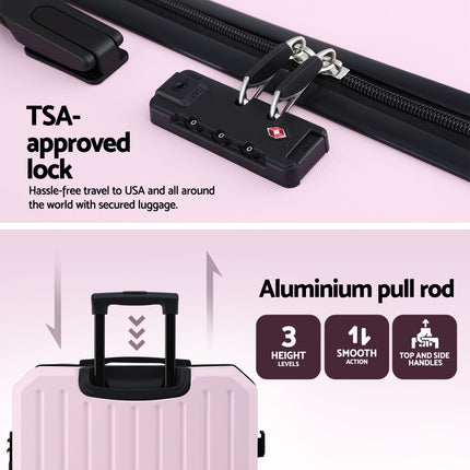 Wanderlite 28" Luggage Suitcase Trolley Travel Lightweight TSA Hardshell Pink 5