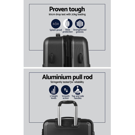 Wanderlite 2Set 20-28 Inch Luggage with TSA Lock Spinner Travel Suitcase Carry On Hard Shell Luggage Case Black 4