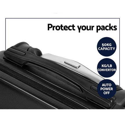 Wanderlite 2Set 20-28 Inch Luggage with TSA Lock Spinner Travel Suitcase Carry On Hard Shell Luggage Case Black 6