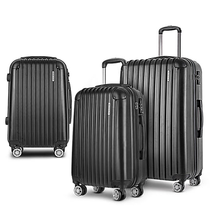 Wanderlite 3 Set Luggage 20-24-28 Inch with TSA Lock Spinner Hard Shell Travel Suitcase Luggage Organiser Case Black 8