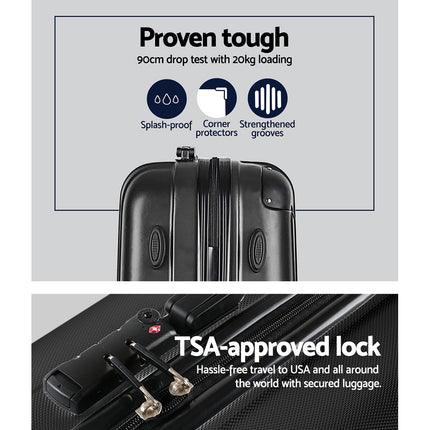 Wanderlite 3 Set Luggage 20-24-28 Inch with TSA Lock Spinner Hard Shell Travel Suitcase Luggage Organiser Case Black 4
