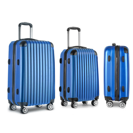Wanderlite 3 Set Luggage 20-24-28 Inch with TSA Lock Spinner Hard Shell Travel Suitcase Luggage Organiser Case Blue 3
