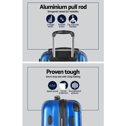 Wanderlite 3 Set Luggage 20-24-28 Inch with TSA Lock Spinner Hard Shell Travel Suitcase Luggage Organiser Case Blue 4
